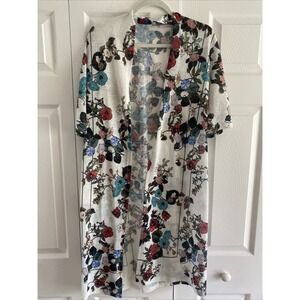 Mely New York Womens Large Open Floral Duster Cardigan Sweater Cottagecore Boho